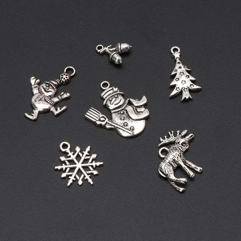 Set 6 mặt Vòng cổ bạc phong cách giáng sinh DIY