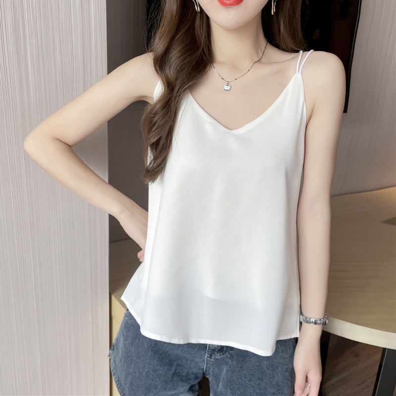 Áo Voan Trơn Dễ Thương 165044 Áo Hai Dây Hở Lưng Kiểu Dáng Đơn Giản Quyến Rũ Hợp Thời Trang