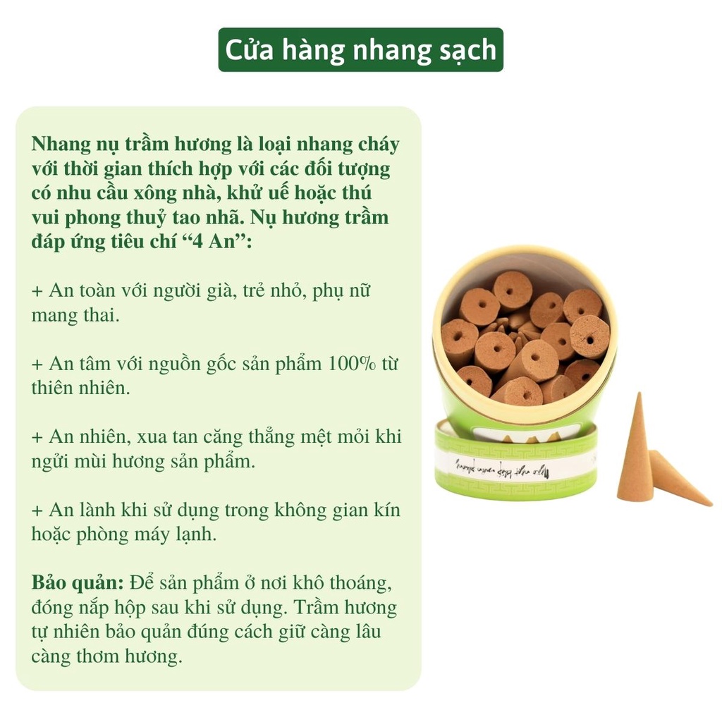 Nụ trầm hương cao cấp Nhang Xanh nụ lớn 30 viên - 100% tự nhiên, không hóa chất độc hại