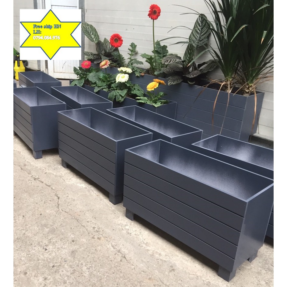 Chậu trồng cây màu ghi