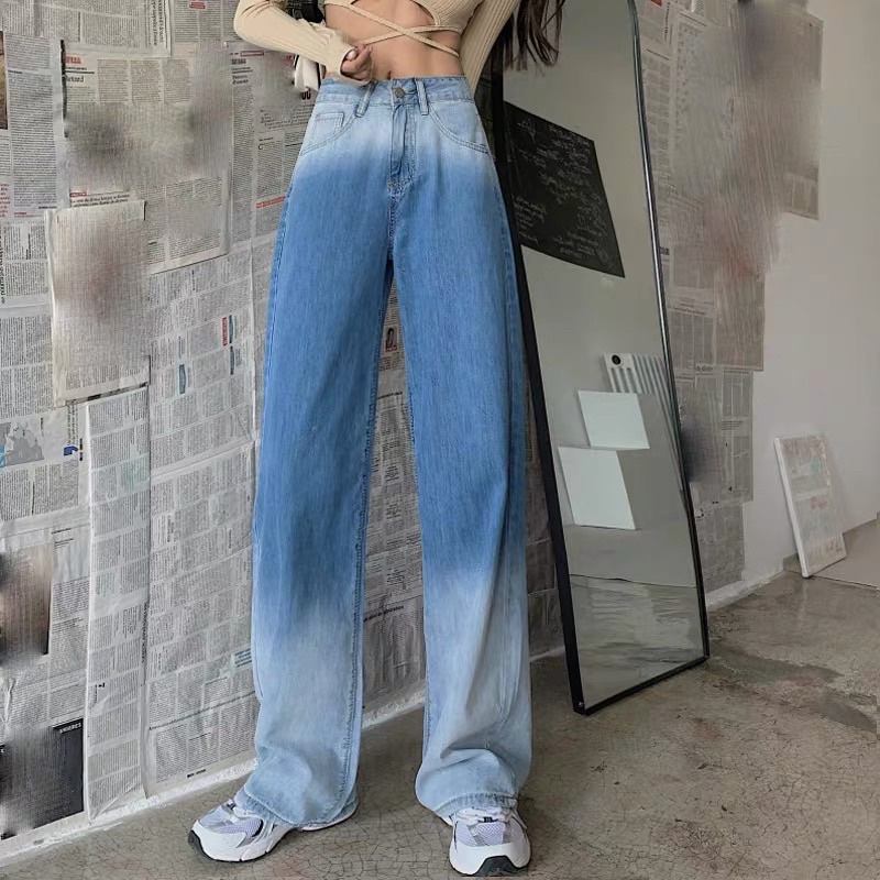 [Ảnh thật/Video] Quần bò loang màu cá tính thiết kế ống rộng quốc dân siêu phẩm Quần bò culote