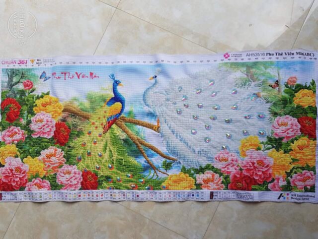 Tranh thêu chữ thập Công Phu Thê Viên Mãn Ailuo AL53516 |112x45cm| [Chưa thêu]