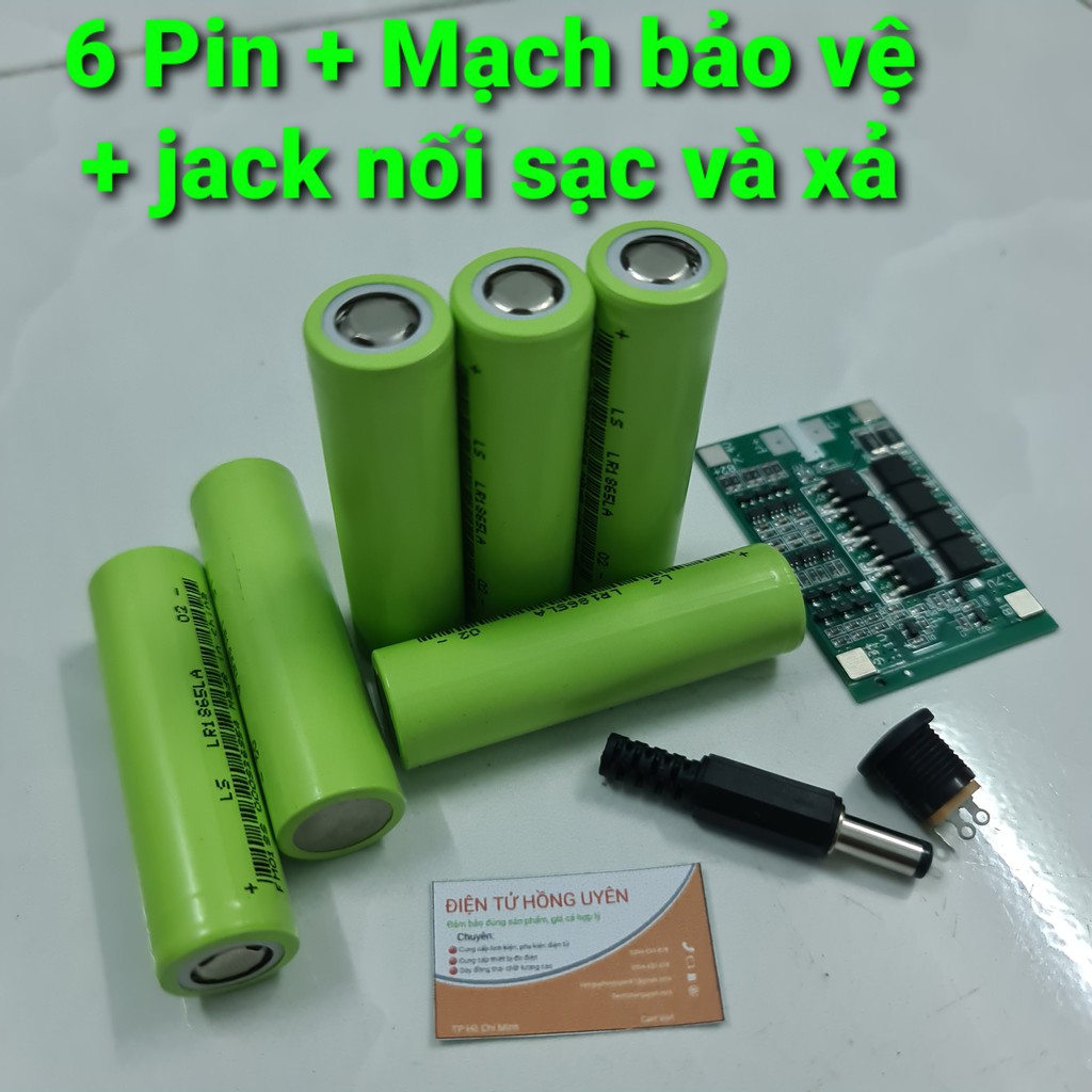Combo Linh kiện đóng khối pin máy khoan 3S 12,6V 5AH. Gồm 6 cell pin + mạch 3s 30A bảo vệ sạc xả cân bằng + jack đực cái