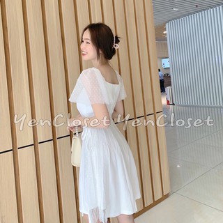 đầm xoè phối lưới