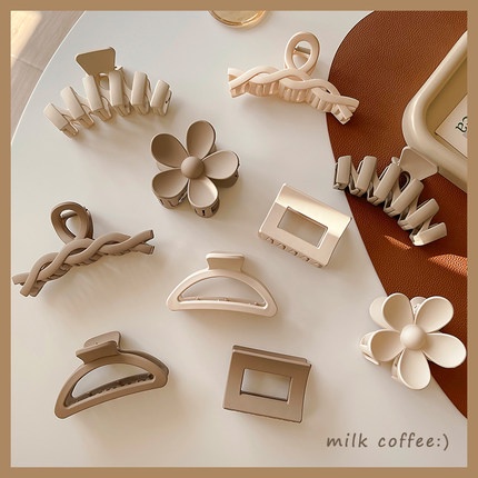 AISHG  Kẹp tóc càng cua màu sắc cà phê sữa phong cách Hàn Quốc dành cho nữ