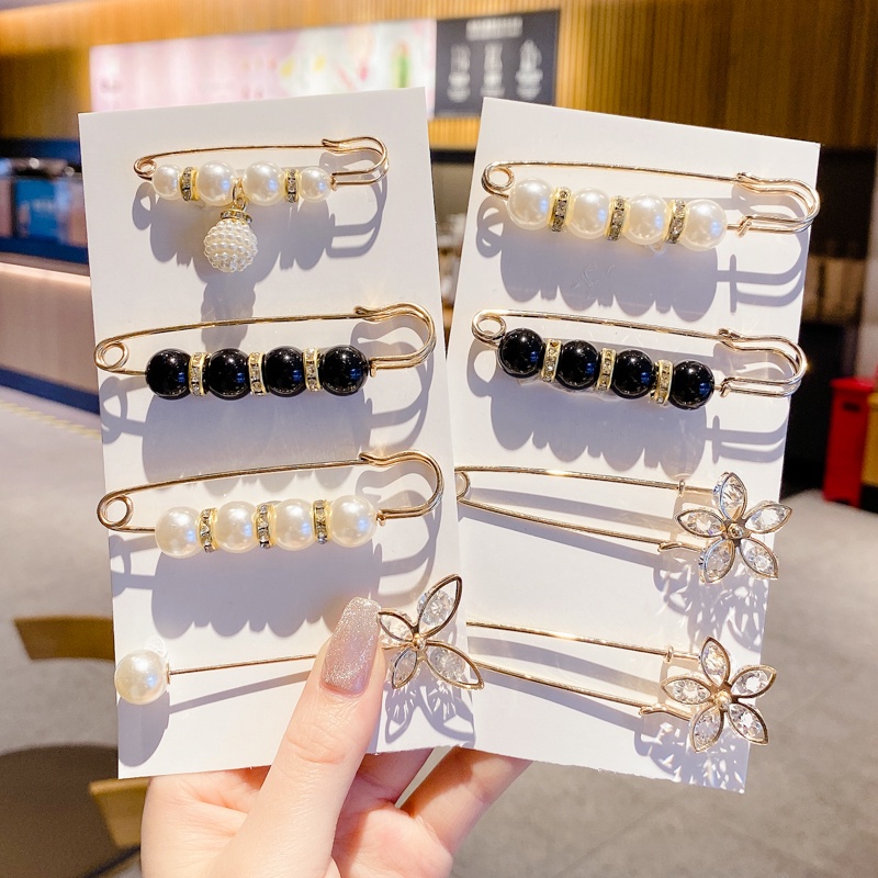 Set 3/ 4/ 5/ 6 ghim cài áo quần đính ngọc trai thời trang phong cách Hàn Quốc