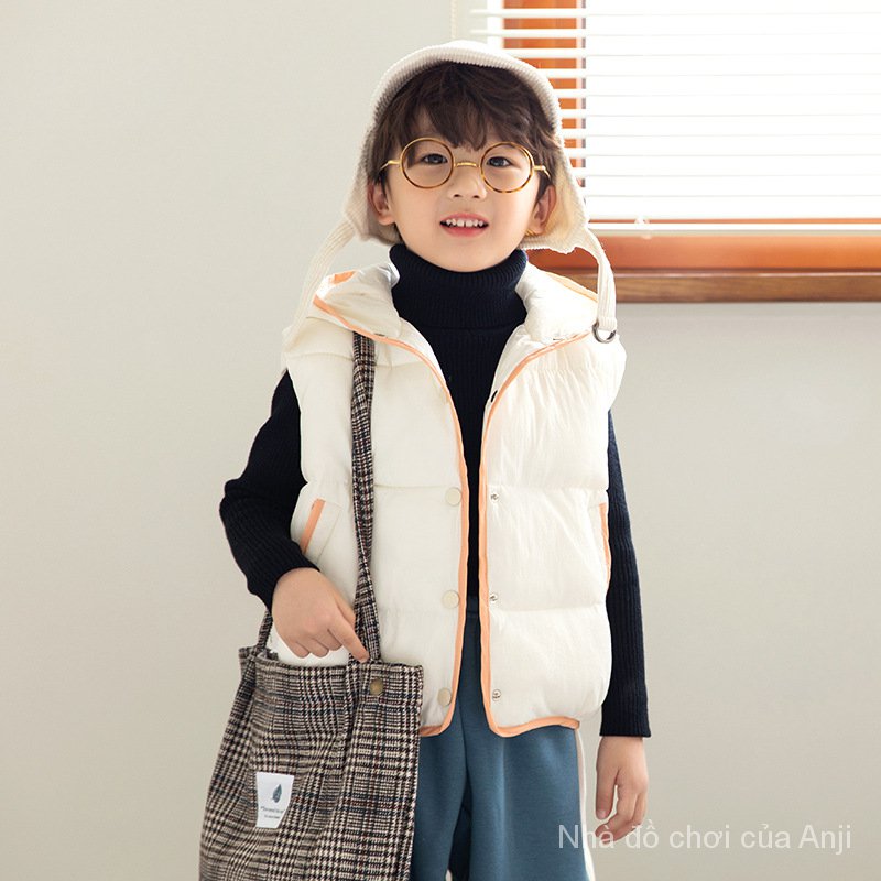 Children Down Cotton Men And Women For Thick Baby Hooded Vest Korean Wear Outside Waistcoat