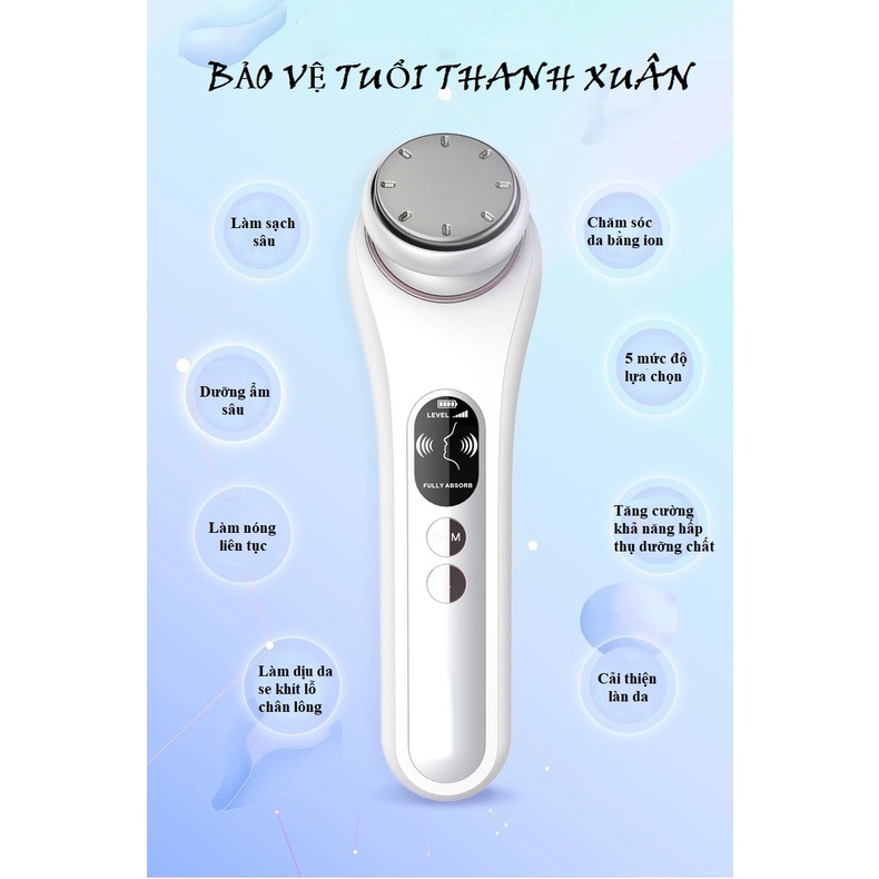 Máy Đẩy Tinh Chất Dưỡng Trắng Nóng Lạnh Ion Hot & Cool Beauty Device điện di tinh chất, tẩy trang