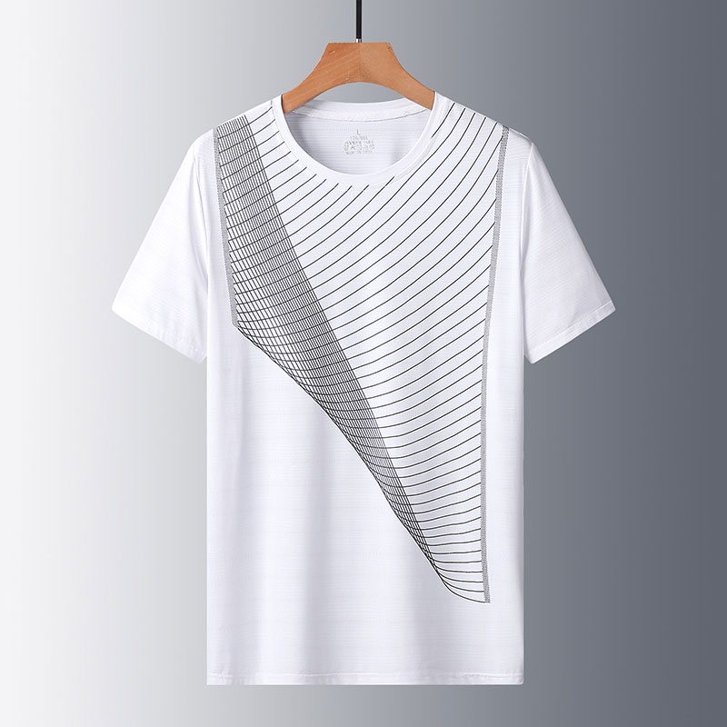 Áo Thun Thể Thao Tay Ngắn Dáng Rộng Vải Lụa Mát Thời Trang Mùa Hè Cho Nam