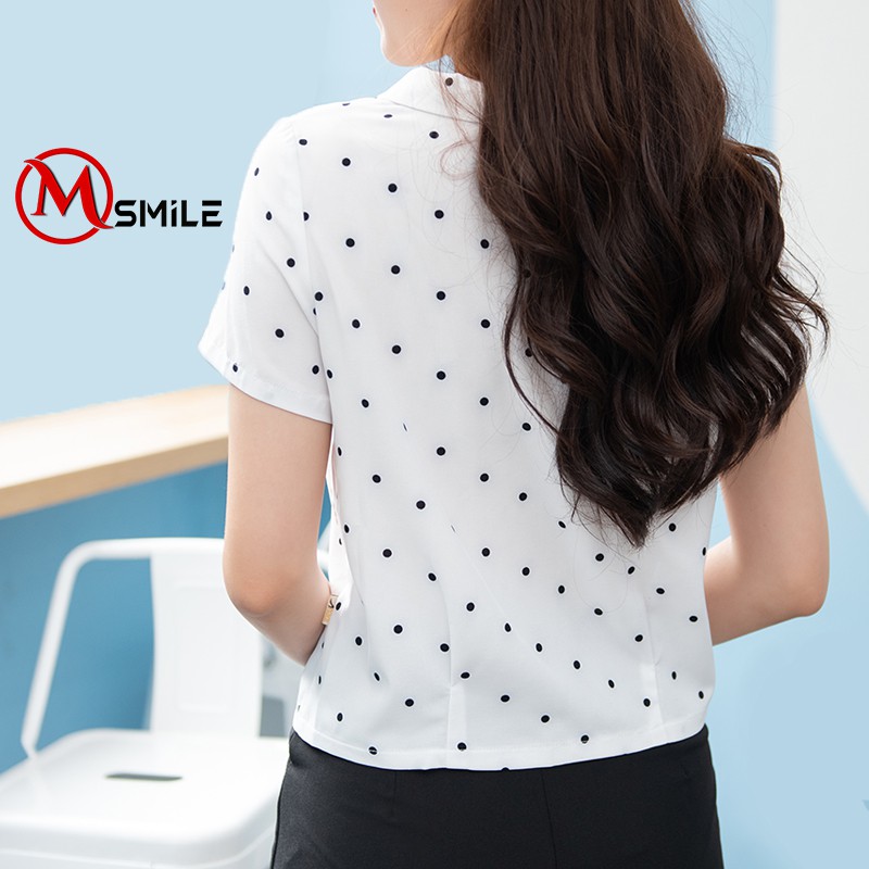 Áo Sơ Mi Nữ chấm bi Ao Sơ Mi Nữ dáng croptop cổ sen-MSA71 | BigBuy360 - bigbuy360.vn