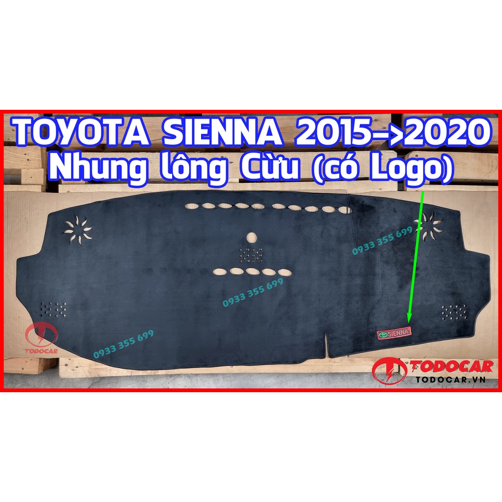 Thảm Taplo TOYOTA SIENNA bằng Nhung lông Cừu hoặc Da vân Carbon