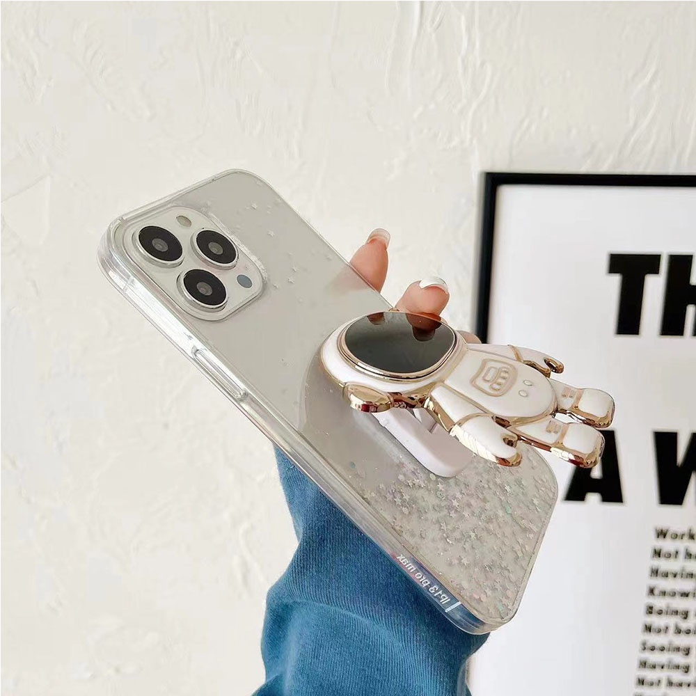 Ốp Điện Thoại Silicone Trong Suốt Có Đế Đỡ Hình Phi Hành Gia 6D Cho Redmi 10C Note 11S 11 Pro 4G Xiaomi Mi POCO M4 Pro 11T 12 Pro