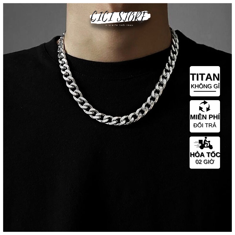 Dây Chuyền Nam Titan Không Gỉ Xích Cuban Lớn 10mm