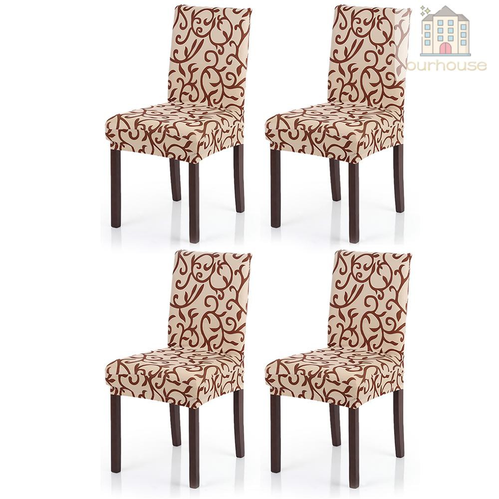 Set 4 vỏ bọc ghế ngồi bàn ăn vải Spandex lụa sữa mềm có thể tháo ra giặt cho tiệc cưới / phòng ăn khách sạn