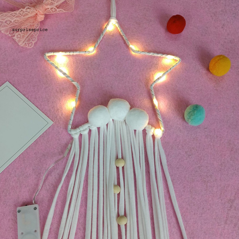SPP_Five-pointed Star LED Light Strip Dream Catcher Wall Hanging Ornament Home Decor