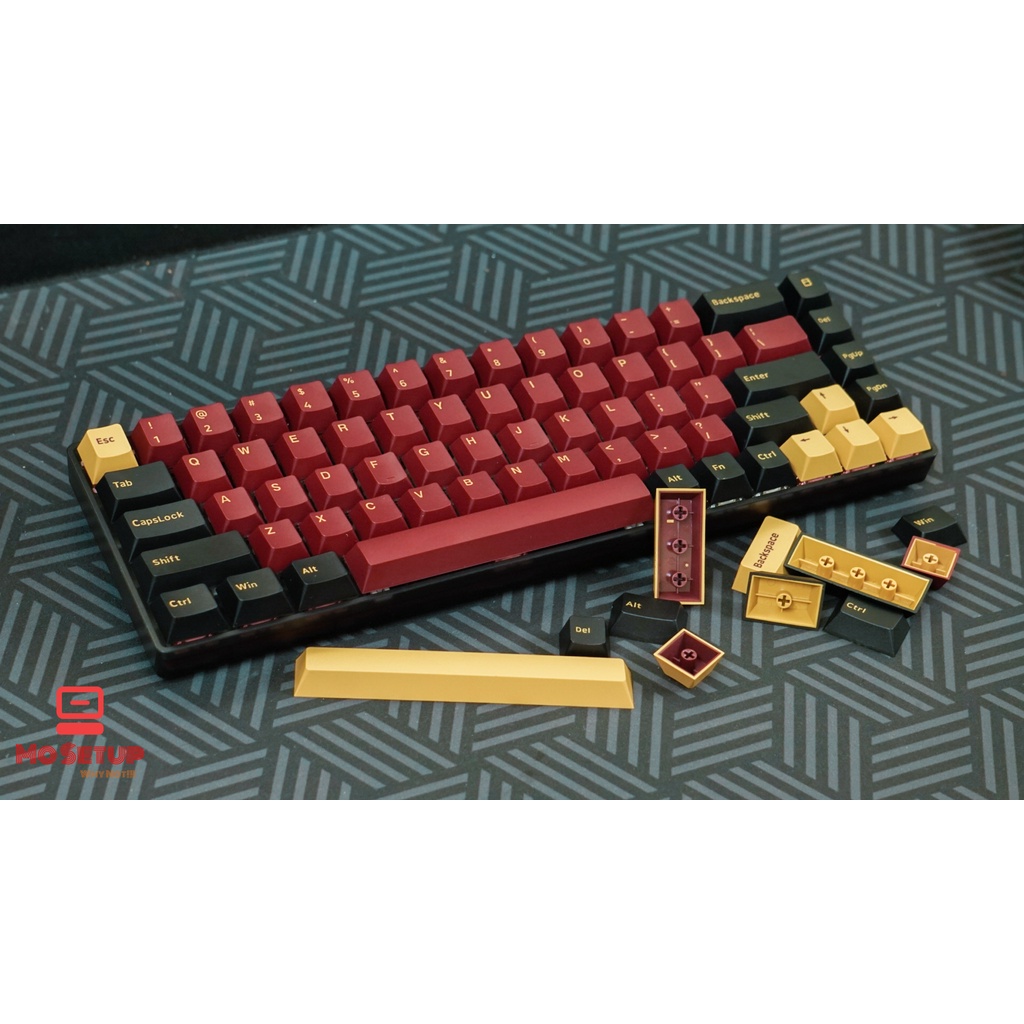 Keycap Bàn phím cơ PBT Dark Red Cherry DoubleShoot-Phù hợp tất cả các Layout 61,68,84,98,TKL,Fullsize