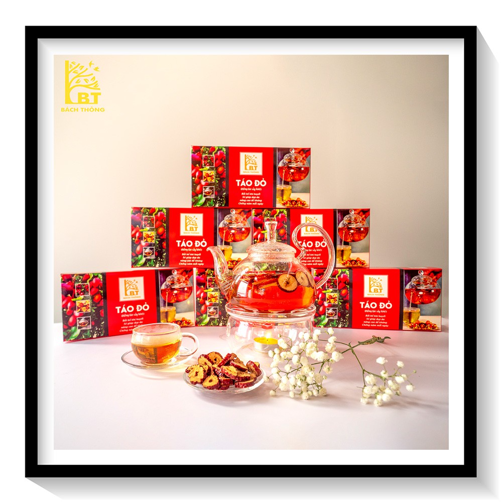Táo Đỏ Bách Thông - Sấy Khô, Bỏ Hạt, Thái Lát - Hộp 10 gói x 12 gram