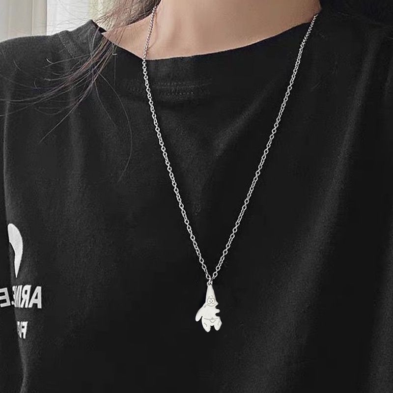 2 dây chuyền kim loại 60cm với mặt phong cách sao biển hoạt hình thời trang unisex