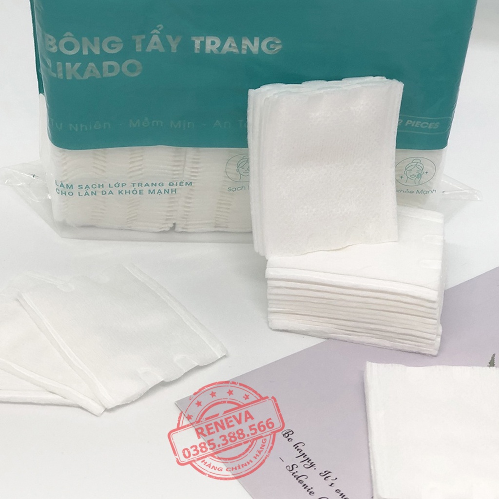 BôngTẩy Trang 222 MIẾNG, Bông Tẩy Trang LIKADO 3 Lớp 2 Mặt Chất Liệu Cotton 100% Làm Sạch Nhanh Chóng BTT01 RENEVA