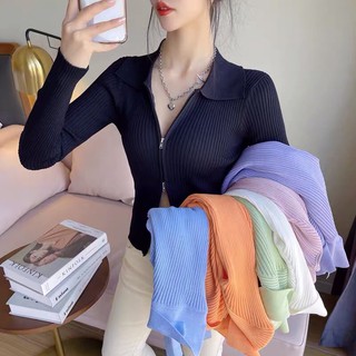 Áo len gân khoá kéo sexy