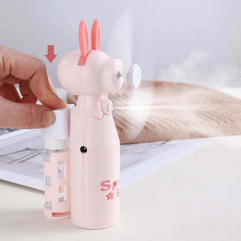QUẠT MINI CẦM TAY PHUN SƯƠNG ĐIỀU HÒA MÁT LẠNH HÌNH THÚ DỄ THƯƠNG