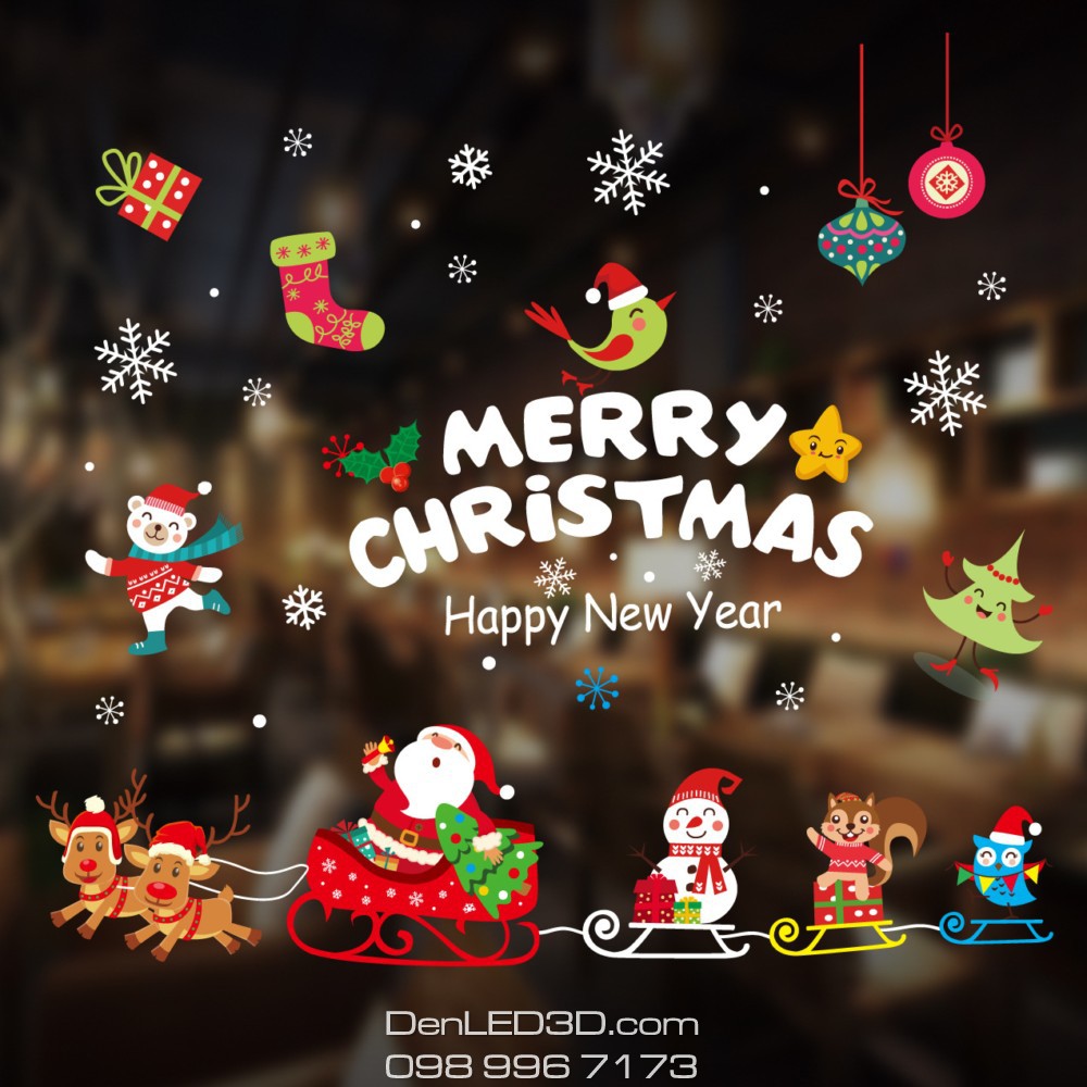 Decal Trang Trí Chữ Merry Christmas Cho Giáng Sinh Noel và Năm Mới