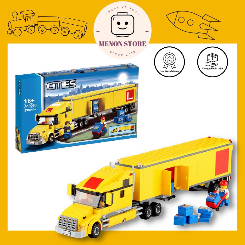 Đồ chơi lắp ráp A19068 Lepin 02036 Queen 82026 Ô tô chở hàng màu vàng (Non Lego)