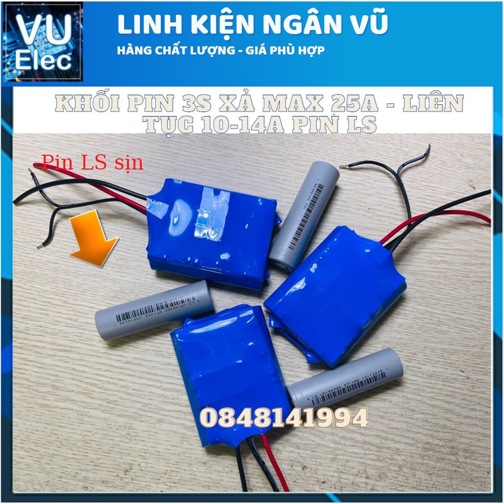 Khối pin Lithium 3S - 4S 12,6v 2000mAH (2AH) dòng xả cao 25A - Sạc nhanh 12.6V2A - Mạch tự cân bằng