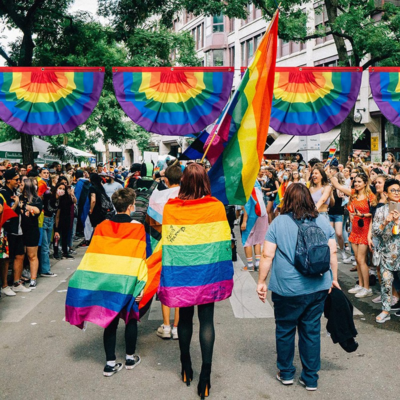 Dây Cờ Xếp Ly Cầu Vồng In Chữ &quot;Pride&quot; Xinh Xắn Dùng Trong Trang Trí