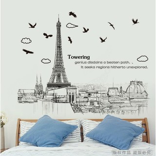 decal dán tường tháp Pari