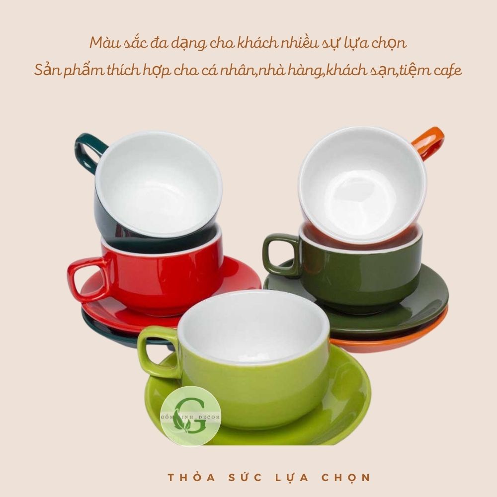 Ly Cà Phê Tách Cafe Vuông 150ml Gốm Sứ Bát Tràng Cao Cấp nhiều màu