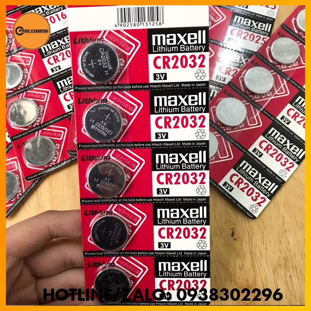 Vỉ 5 Pin CMOS Maxell CR2032 Nhật - 2032 Lithium 3v - Sản Phẩm Chính Hãng