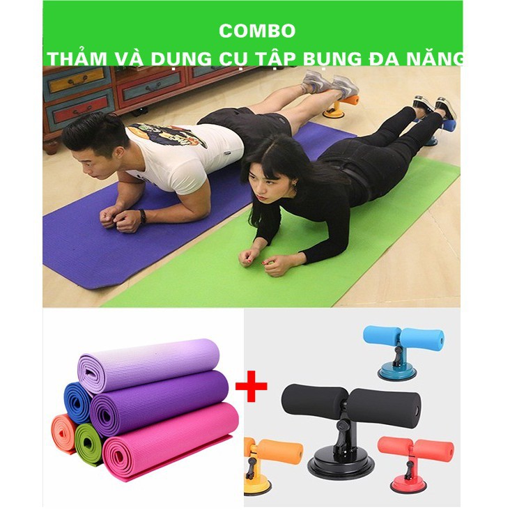 Combo thảm Yoga cao cấp tặng kèm túi + Dụng cụ tập bụng đa năng giúp eo đẹp dáng thon