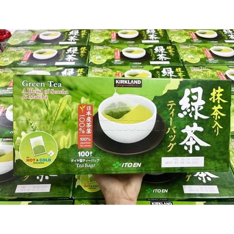 Trà xanh KirkLand Green Tea A Blend Of Sencha & Matcha hộp 100 gói