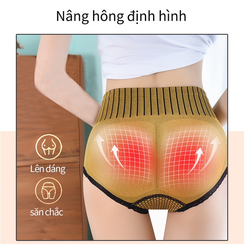 Quần lót nữ nịt bụng cạp cao cotton kháng khuẩn bigsize 70kg HEYPANG Quần lót phối ren gợi cảm VN002