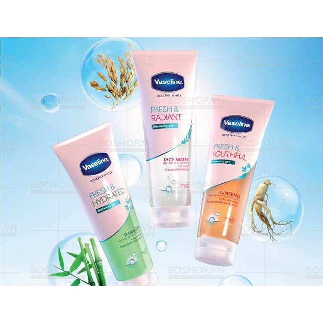 Gel Dưỡng Trắng Body Vaseline Fresh Youthful 180ml Tinh Chất Nhân Sâm