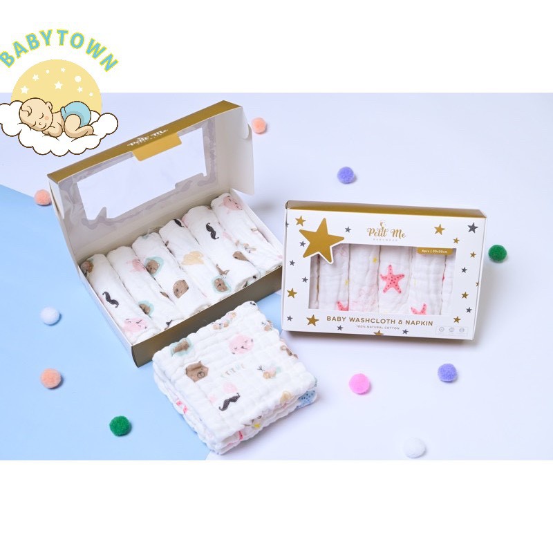 Khăn sữa cotton Petit Me ( Hộp 6 cái)