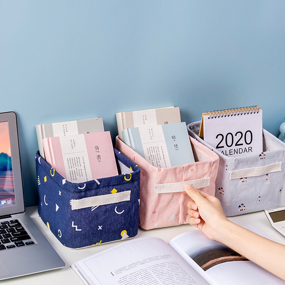 Giỏ vải bạt đựng đồ dùng cá nhân văn phòng đáng yêu bắt mắt cổ điển