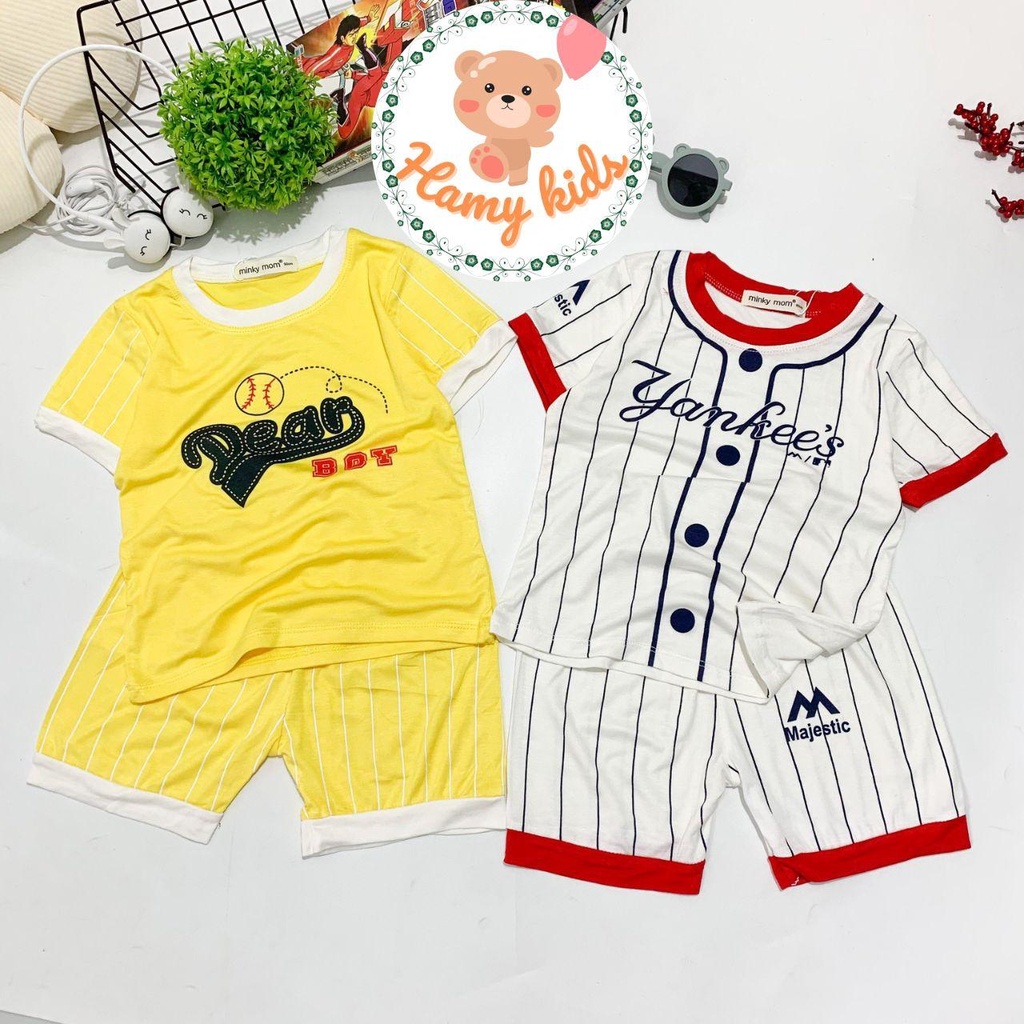 Bộ Cộc Tay Bé Trai Bé Gái Minky Mom Chính Hãng Thun Lạnh Hình in Đồng Phục Bóng Chày Trẻ Em 0-5 Tuổi Dưới 20kg- Hamykids