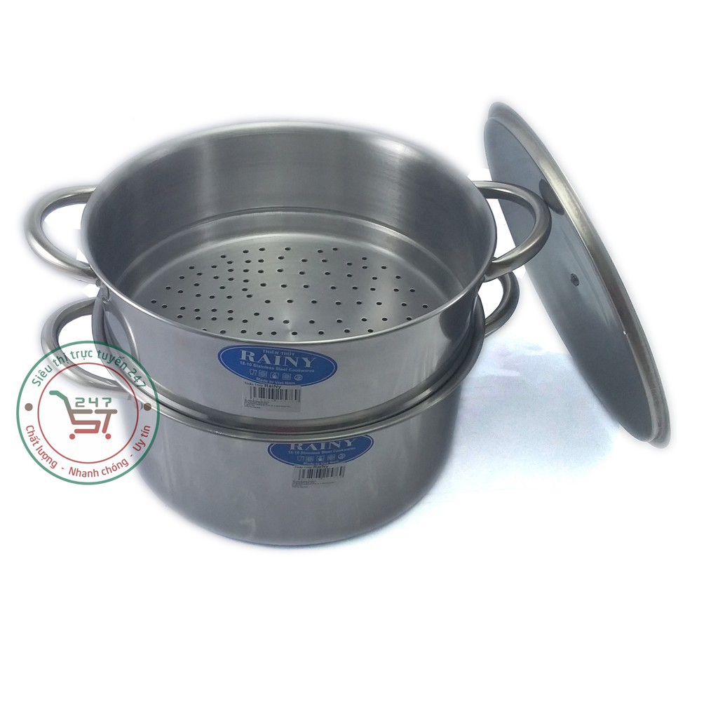 Bộ nồi xửng hấp inox 26cm Rainy TT26TTX bền đẹp sáng bóng