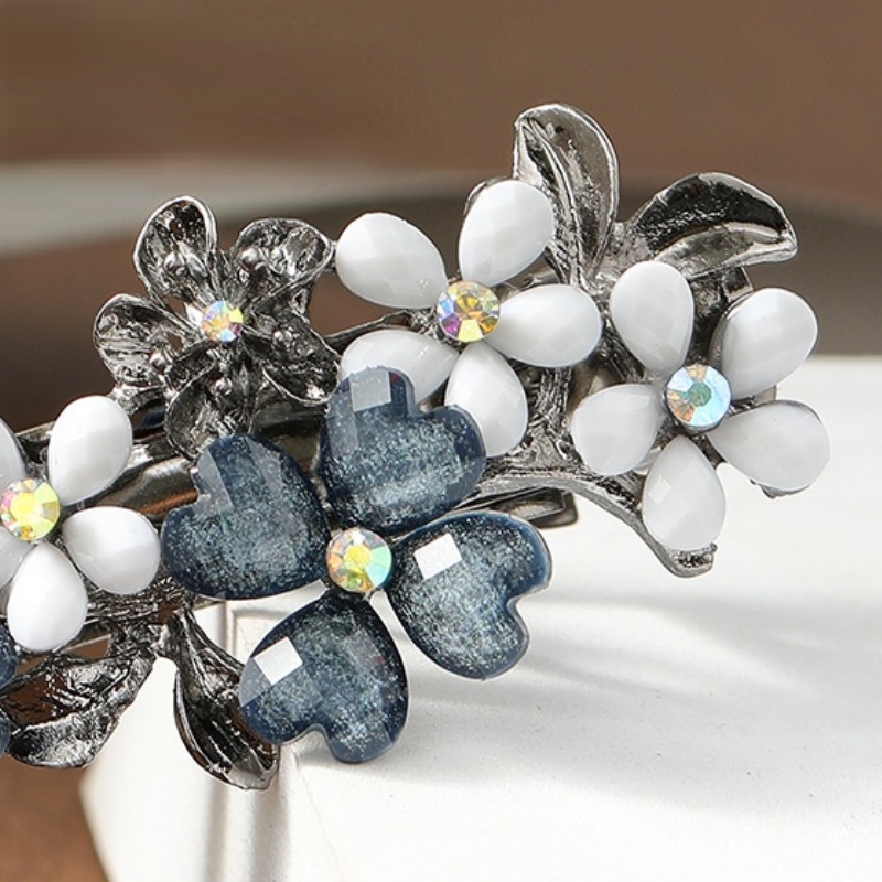 Kẹp Tóc Đính Đá Hình Hoa Phong Cách Thời Trang Hàn Quốc