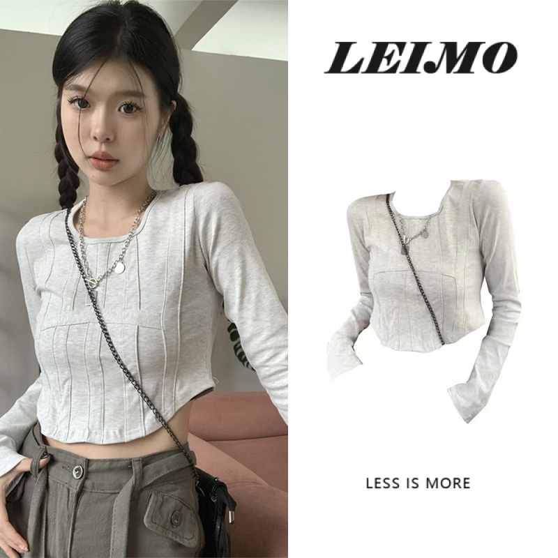 Áo thun croptop tay dài dáng ôm thời trang quyến rũ cho nữ