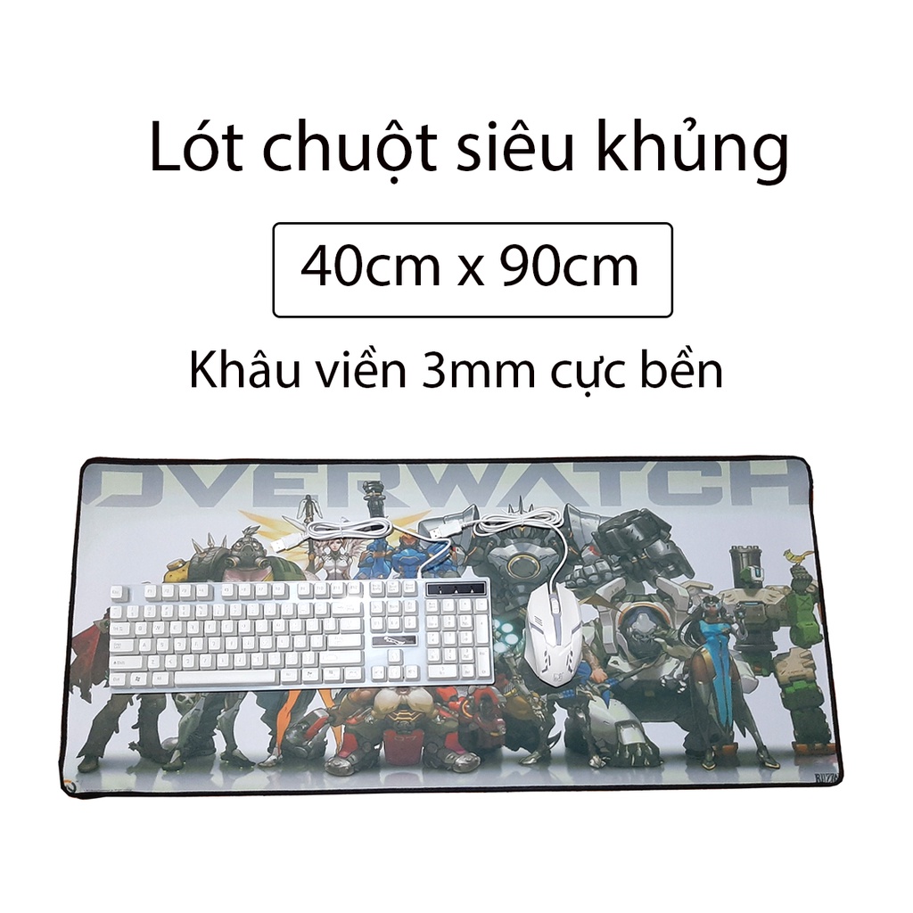 Tấm lót chuột khủng kích thước siêu to khổng lồ 40x90cm khâu viền dày 3mm mặt bóng cực mịn