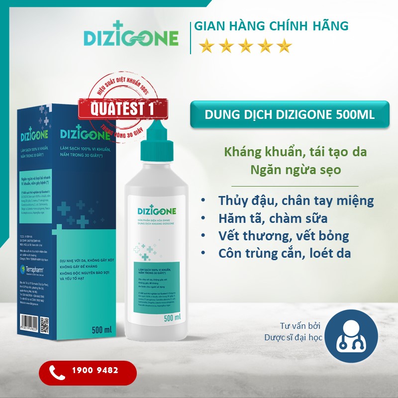 Nước súc miệng Dizigone 500ml - Xử lý nấm miệng, loét miệng, nhiệt miệng, hôi miệng - Hiệu quả sau 24 giờ