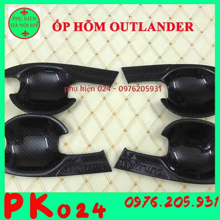 [Outlander 2016-2020] Bộ Ốp Tay Nắm, Hõm Cửa Outlander 2016 2017 2018 2019 2020 Vân Cacbon