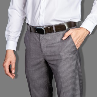 Quần Tây Nam ATTOM Form Regular Fit Ống Đứng Tôn Dáng Xám Ghi Sọc Xanh Đỏ - MSP : QRF1.0004