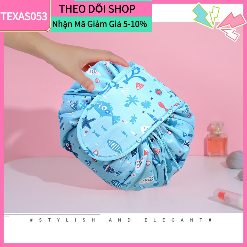Texas053 Túi lưu trữ mỹ phẩm Dây rút chống thấm di động du lịch để trang điểm