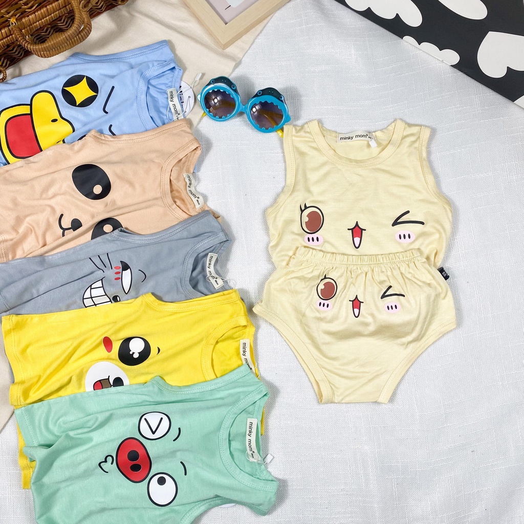 Bộ ba lỗ quần chip thun lạnh Minky Mom in họa tiết đáng yêu cho bé trai bé gái mặc ở nhà - Riokids BL4