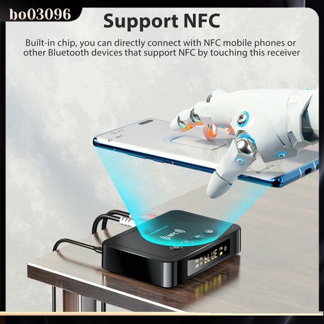 Bộ Thu Phát Bluetooth 5.0 Nfc M6 Fm 3 Trong 1 Có Màn Hình Led Hiển Thị