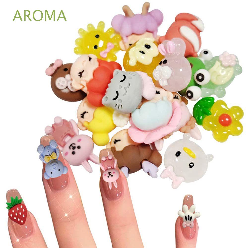 [Hàng mới về] Set 10 Phụ Kiện Trang Trí Móng Tay Hình Thỏ/Gấu Hoạt Hình 3D Diy